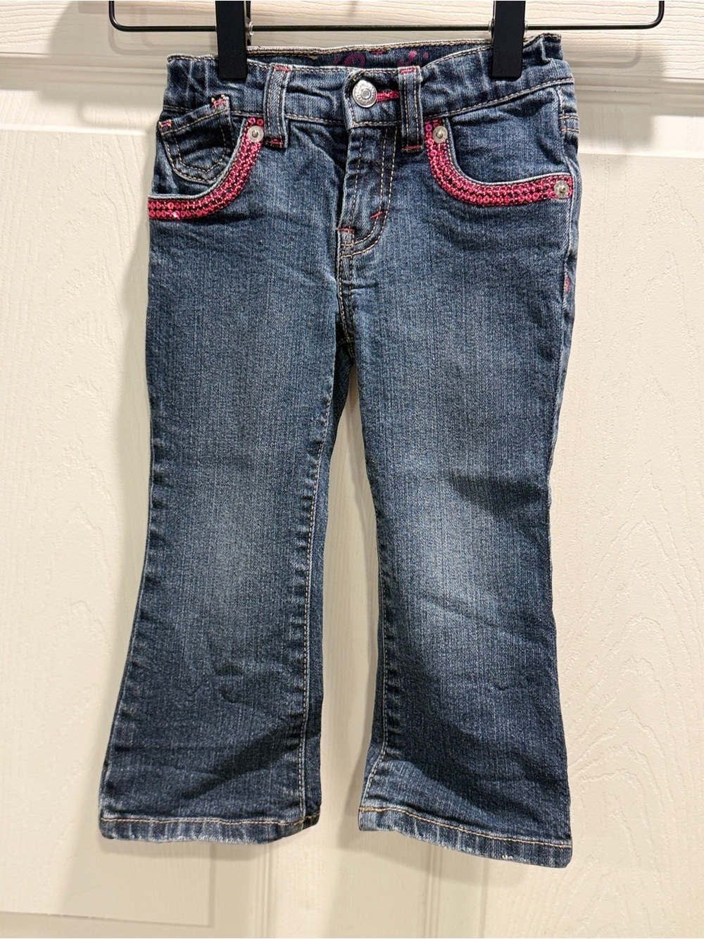 Levi’s Girls 2T Jeans Pink Stitch Embellished Bootcut Denim Toddler Size 2T - Picture 2 of 12
